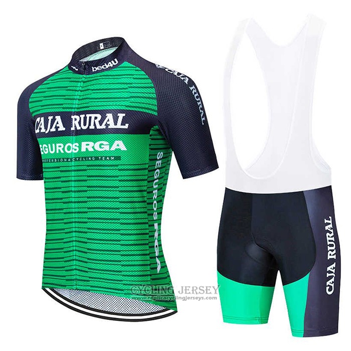 2020 Cycling Jersey Caja Rural Green Black Short Sleeve And Bib Short